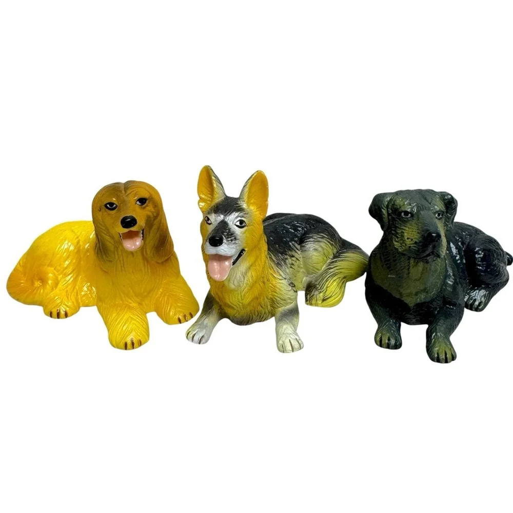 Vtg 1988 NEW-RAY‎ Dog Novelty Collectible Rubber Figurines Misc Breeds Lot Of 16